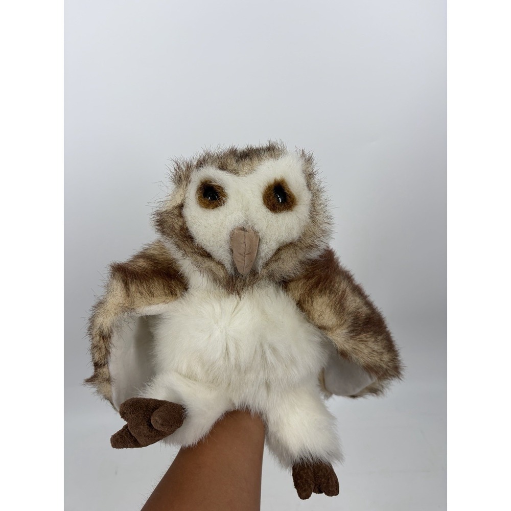 Folkmanis Barn Owl Plush‎ Realistic Hand Puppet Stuffed Animal Toy Brown White